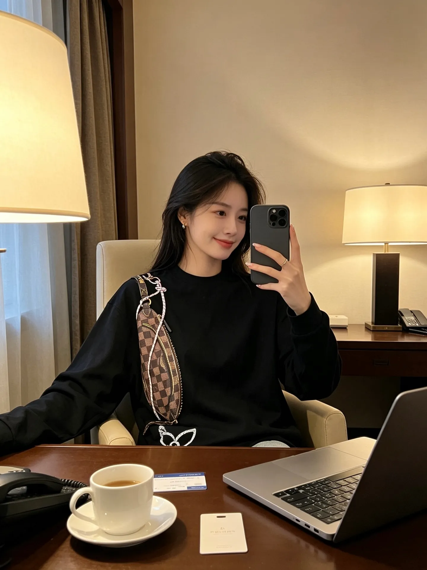 Louis Vuitton/Louis Vuitton chest bag printed long-sleeved T-shirt